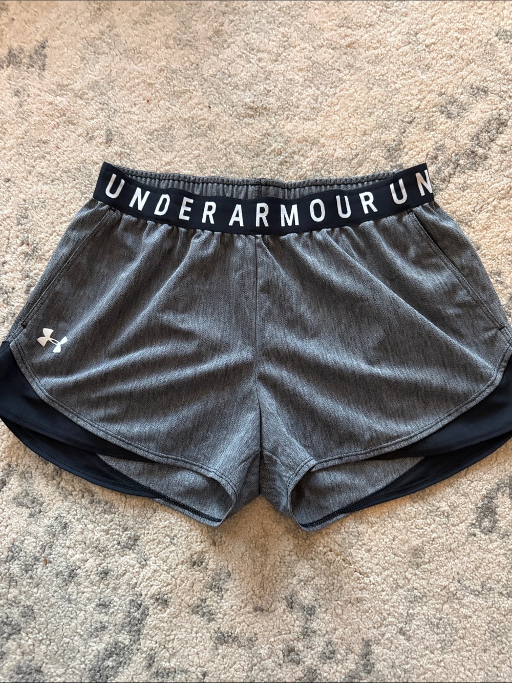 Under Armour Women's Heather Gray Athletic Shorts with Black Trim